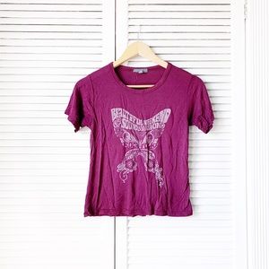 Don't Ask Why Mauve Butterfly Graphic Knit Tee